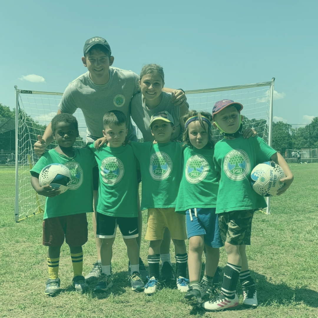 Brooklyn NY Summer Soccer camp group photo with greenwash